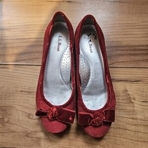 L.L. Bean Women's Red Velvet Flats